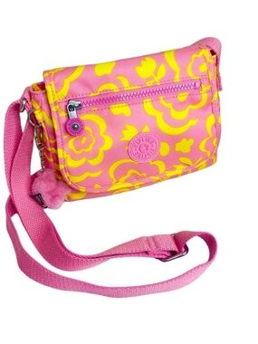 Kipling Sabian Daisy Floral Pink and Yellow Crossbody Purse